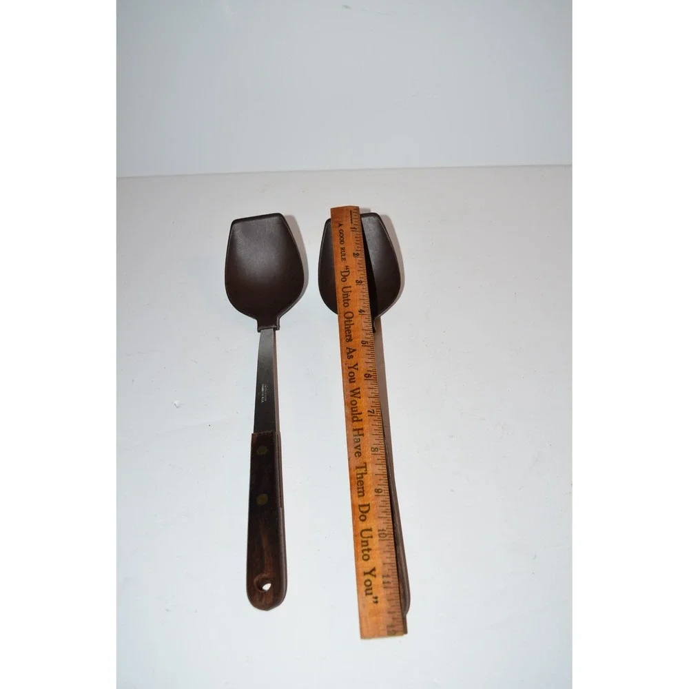 Vtg Robinson Nylon Stainless Steel Brown Spoon Wood Handle 11.5
